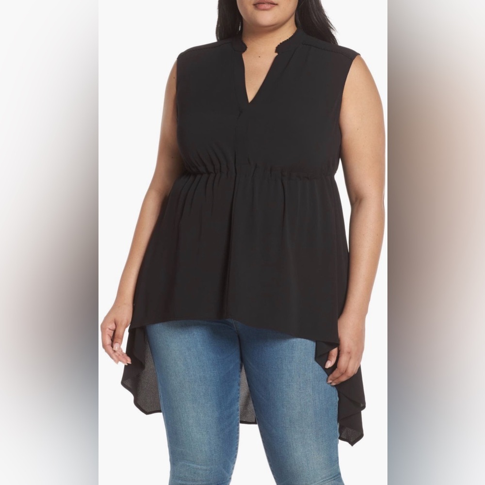 Vince Camuto Black High Low Tunic Top